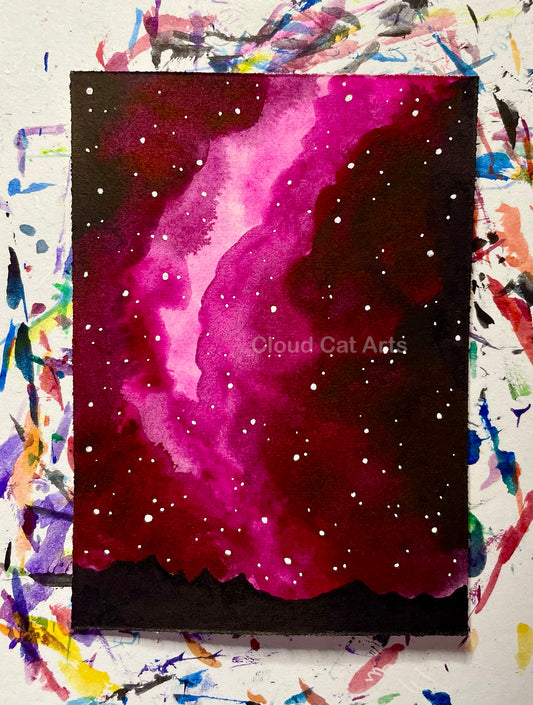 "Mountain Ridge 2" - Spacelette Series 1 - 11/27 - Original Mini Watercolor Painting 2.5"x3.5"