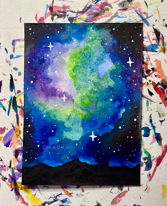 "Mountain Ridge 3" - Spacelette Series 1 - 12/27 - Original Mini Watercolor Painting 2.5"x3.5"