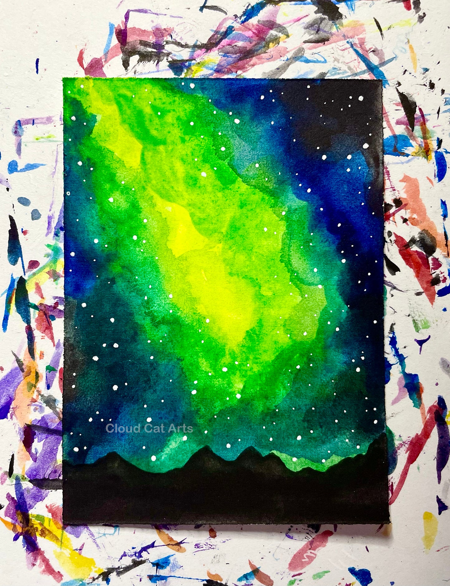 "Mountain Ridge 4" - Spacelette Series 1 - 13/27 - Original Mini Watercolor Painting 2.5"x3.5"