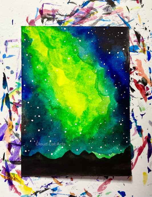 "Mountain Ridge 4" - Spacelette Series 1 - 13/27 - Original Mini Watercolor Painting 2.5"x3.5"