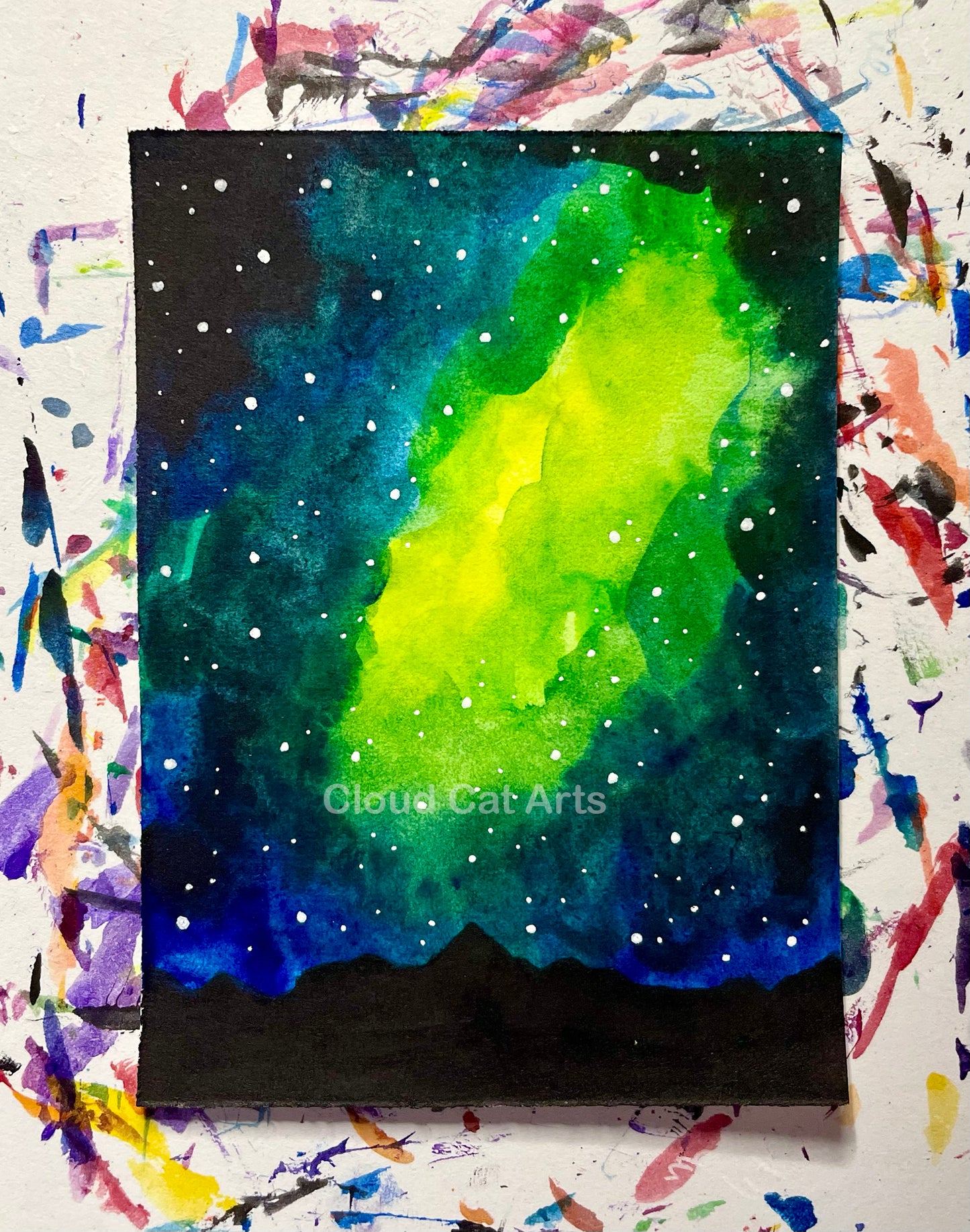 "Mountain Ridge 6" - Spacelette Series 1 - 15/27 - Original Mini Watercolor Painting 2.5"x3.5"