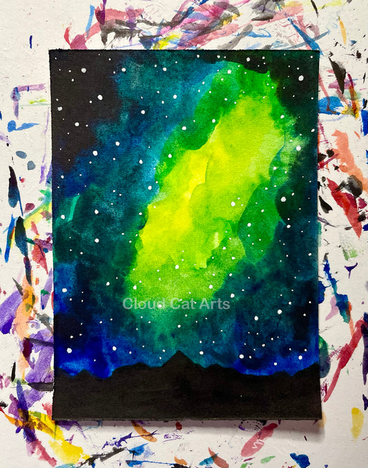 "Mountain Ridge 6" - Spacelette Series 1 - 15/27 - Original Mini Watercolor Painting 2.5"x3.5"