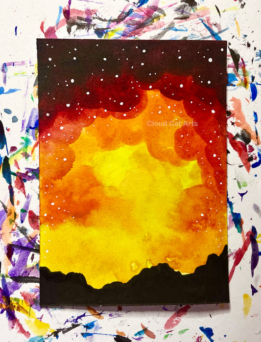"Mountain Ridge 7" - Spacelette Series 1 - 16/27 - Original Mini Watercolor Painting 2.5"x3.5"