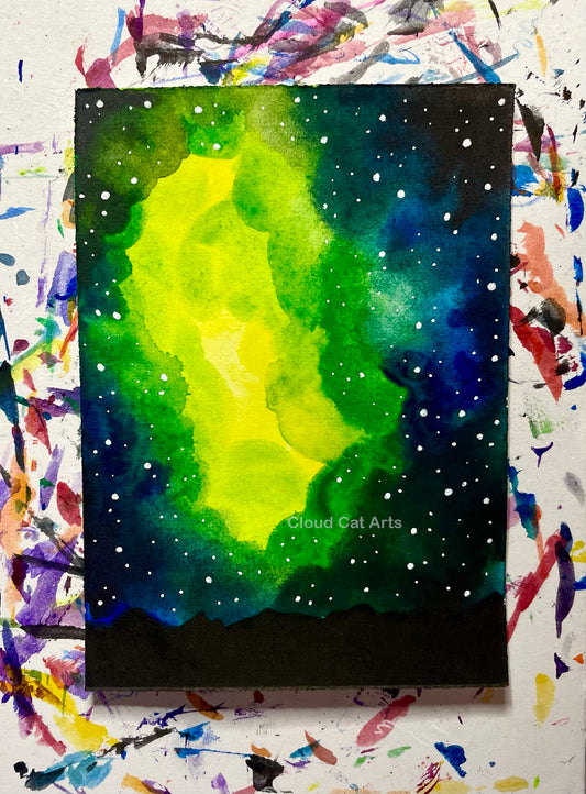 "Mountain Ridge 8" - Spacelette Series 1 - 17/27 - Original Mini Watercolor Painting 2.5"x3.5"