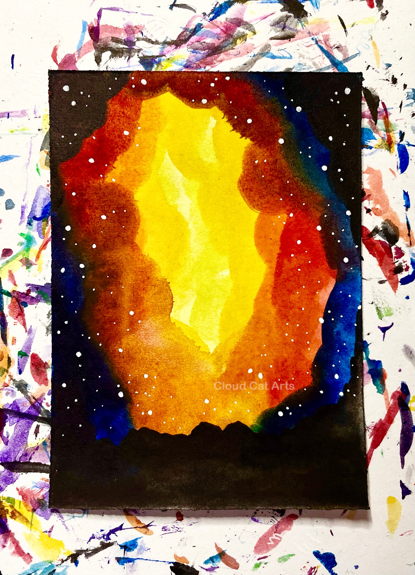"Mountain Ridge 9" - Spacelette Series 1 - 18/27 - Original Mini Watercolor Painting 2.5"x3.5"