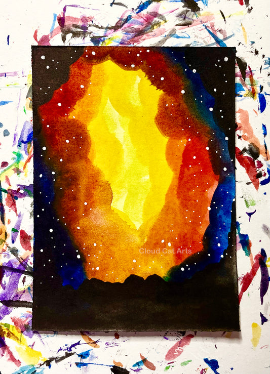 "Mountain Ridge 9" - Spacelette Series 1 - 18/27 - Original Mini Watercolor Painting 2.5"x3.5"