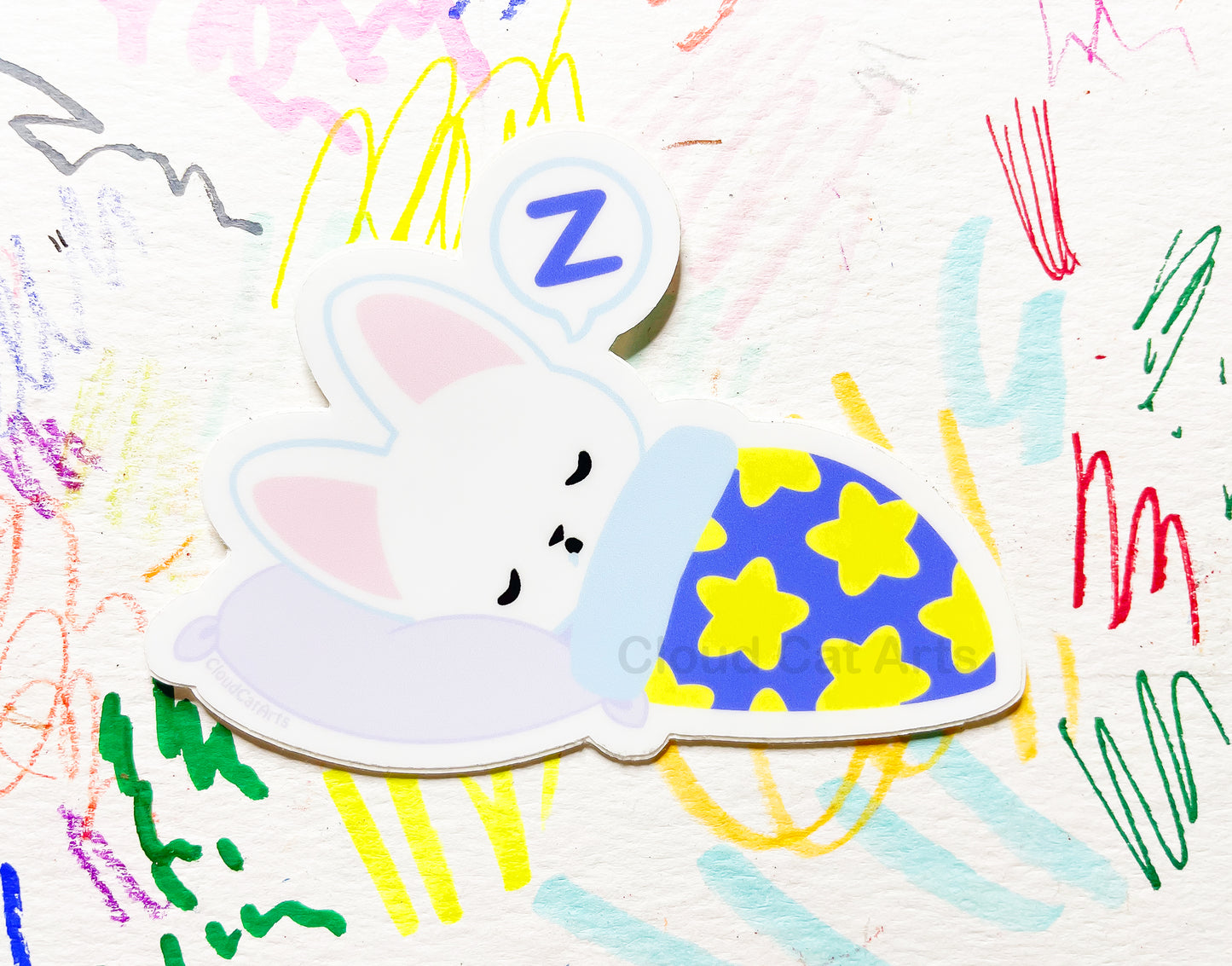 Nap It Out - Sleepy White Cat - Vinyl Sticker