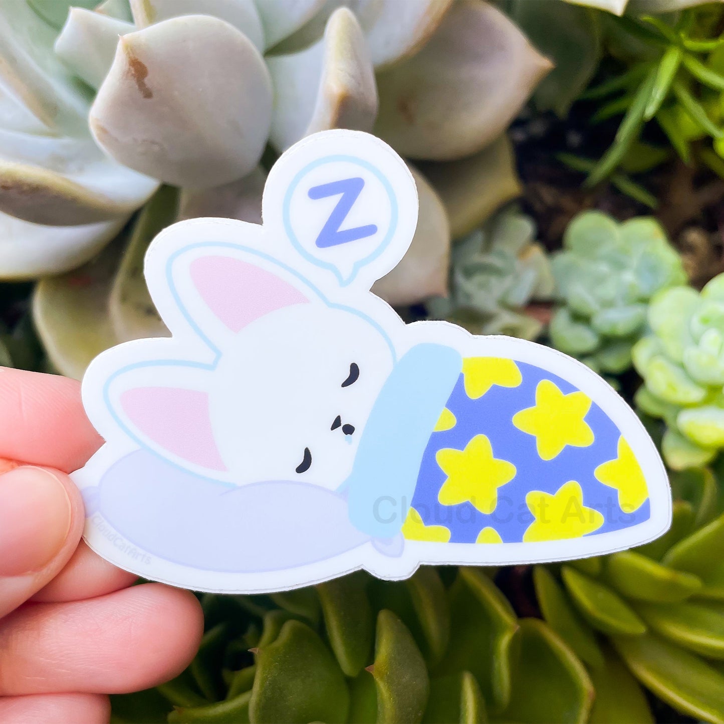 Nap It Out - Sleepy White Cat - Vinyl Sticker