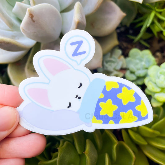 Nap It Out - Sleepy White Cat - Vinyl Sticker