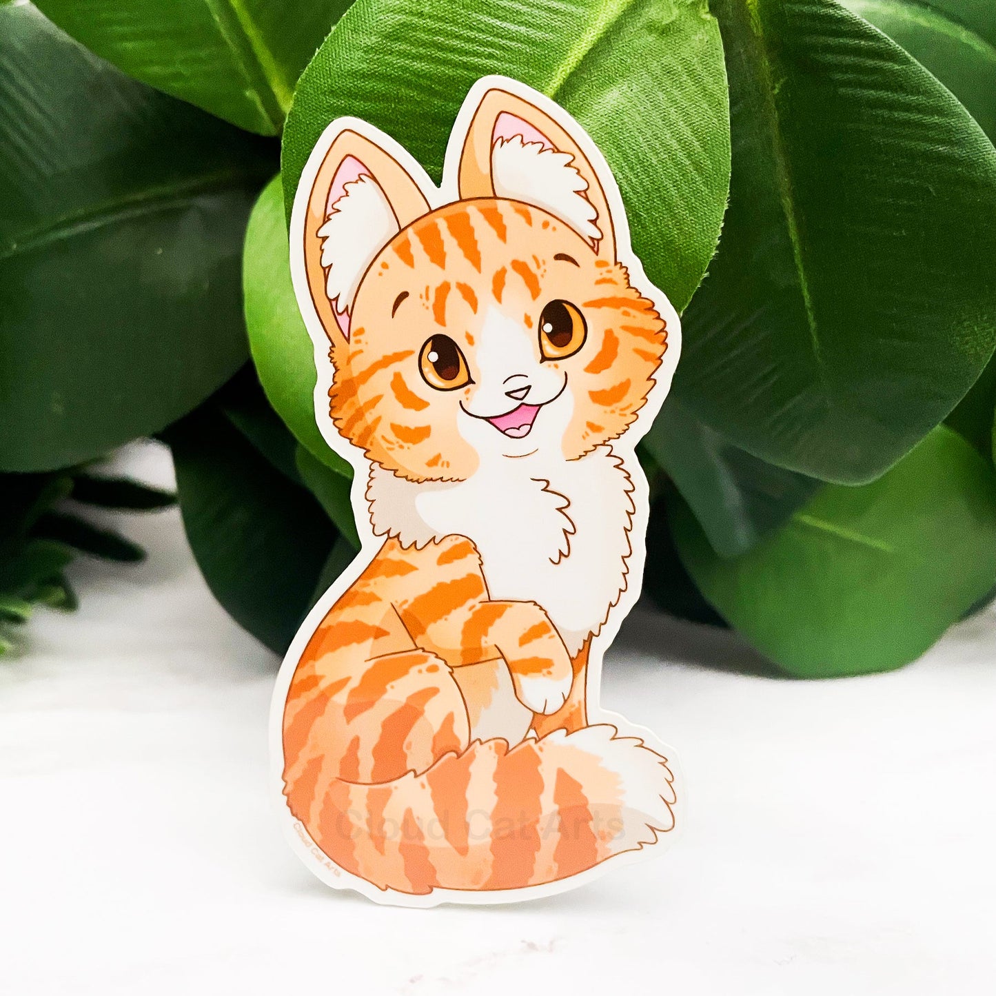 Fluffy Orange Kitty - Tabby Cat - Vinyl Sticker