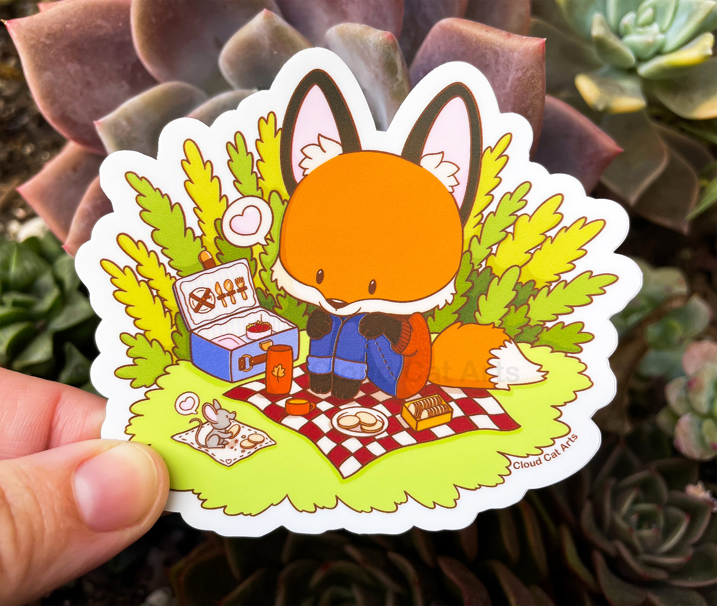 Picnic With Friends - Cute Fox - Vinyl Sticker