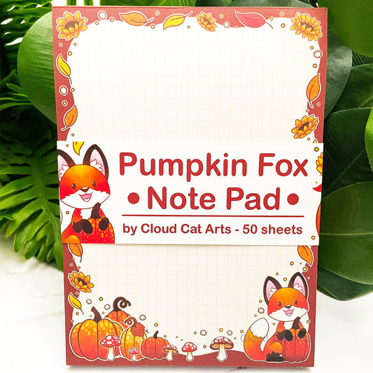 Pumpkin Fox - Cute Fall - Grid Notepad