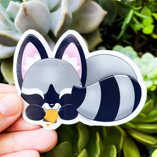 Raccoon Snack - Cute Smores Animal - Vinyl Sticker