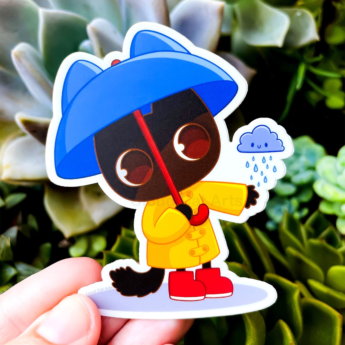 Rainy Day Milo -  Black Cat Umbrella - Vinyl Sticker 