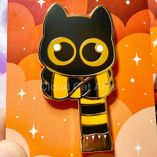 Orange Scarf Kitty (Black Cat) - Hard Enamel Pin