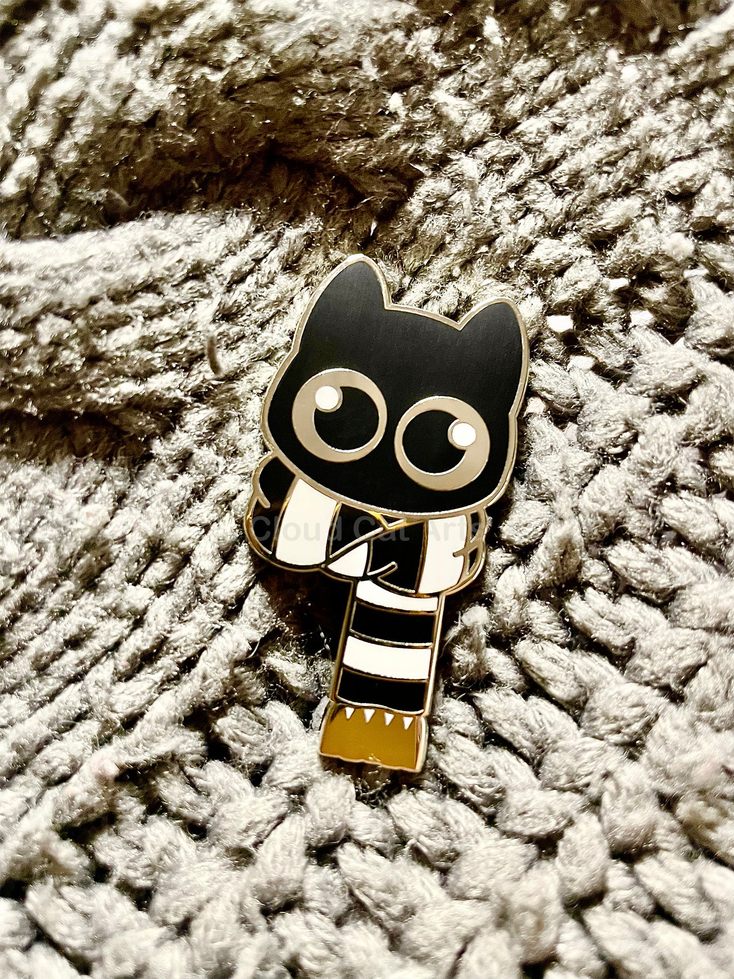 White Scarf Kitty (Black Cat) - Hard Enamel Pin
