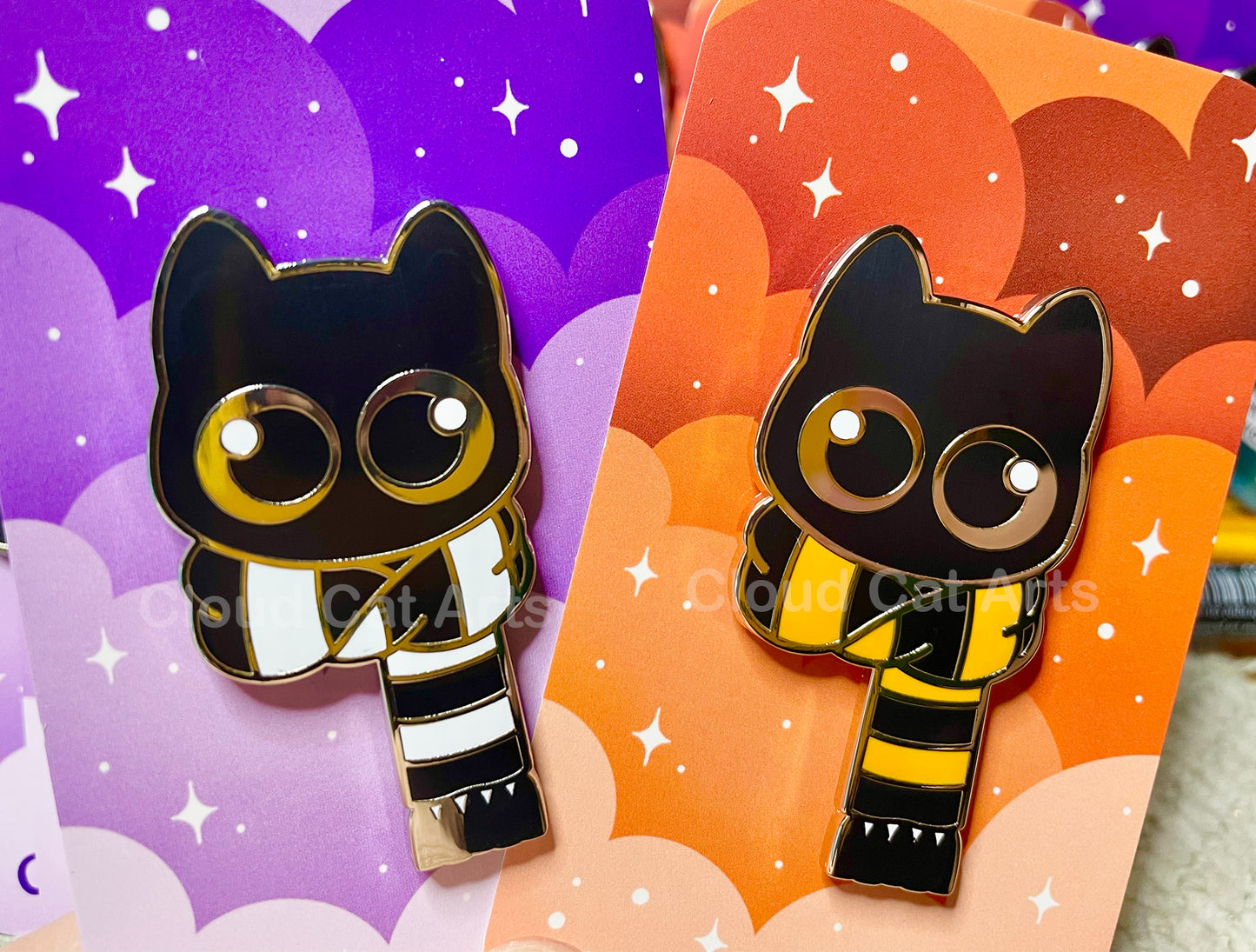 White Scarf Kitty (Black Cat) - Hard Enamel Pin