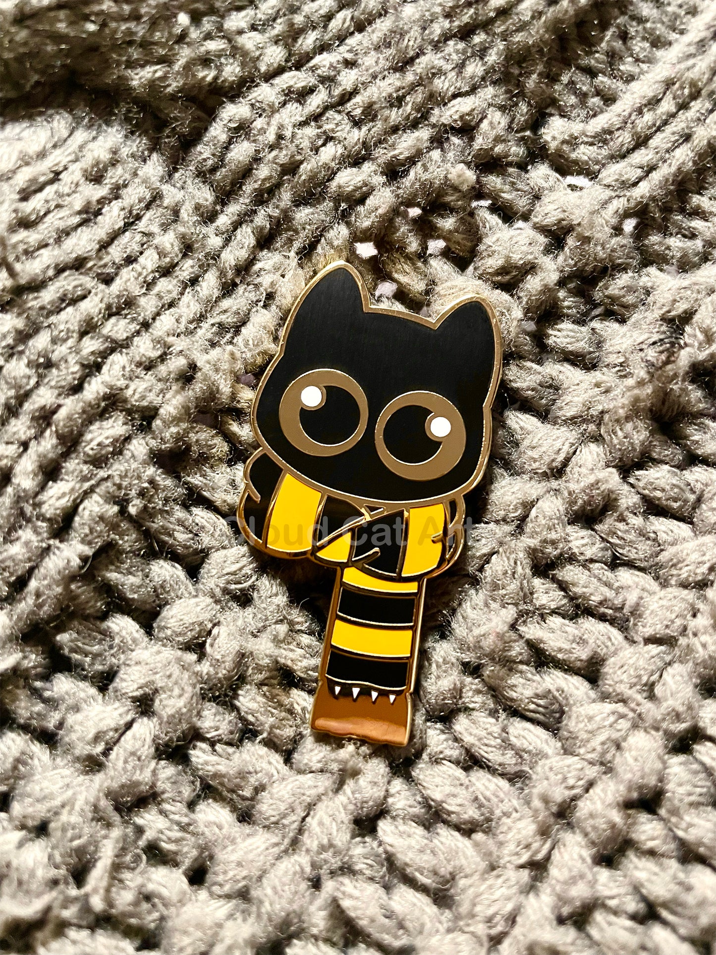 Orange Scarf Kitty (Black Cat) - Hard Enamel Pin