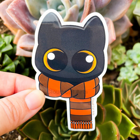 Scarf Kitty - Halloween Black Cat - Vinyl Sticker