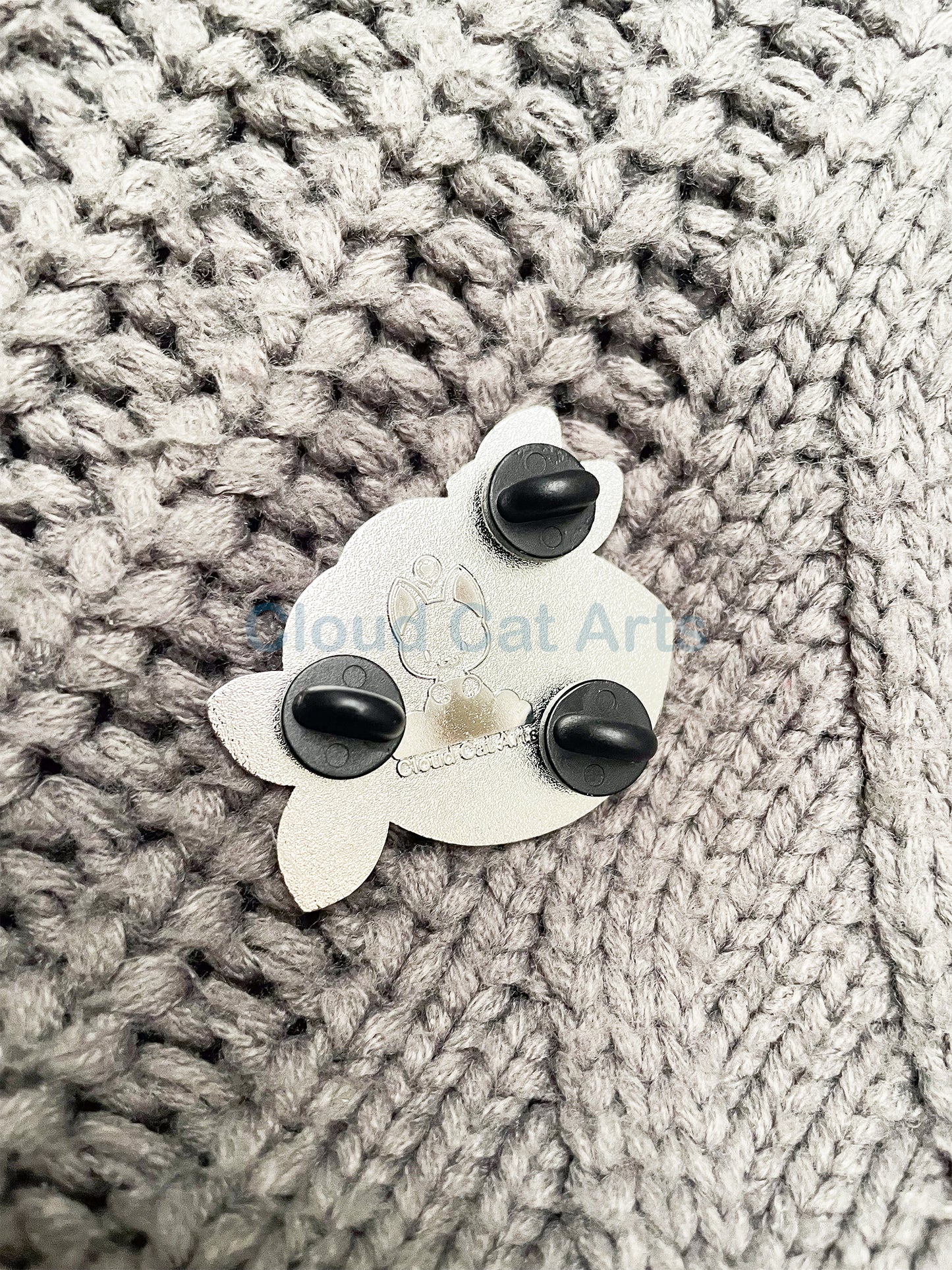 Silver Fish Kitty - Black and White Cat - Hard Enamel Pin
