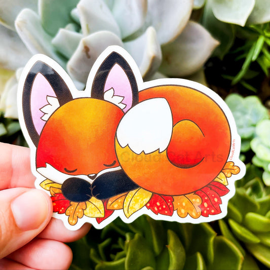 Sleepy Fox - Cute Fall Animal - Vinyl Sticker