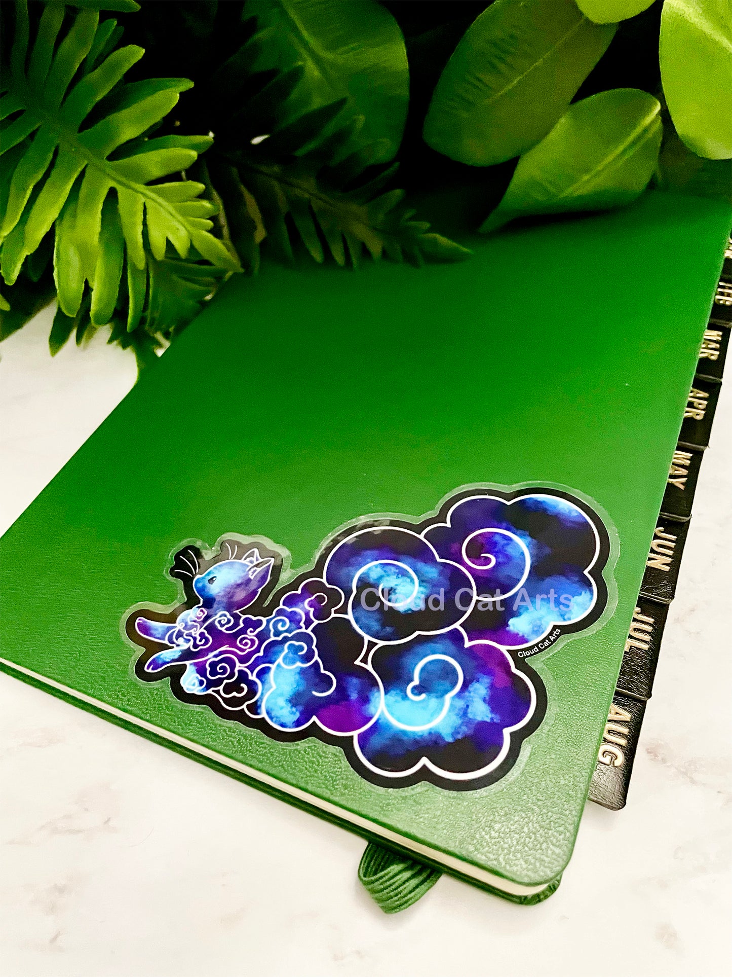 Space Cloud Cat - Clear Vinyl Sticker