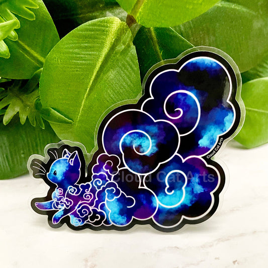 Space Cloud Cat - Clear Vinyl Sticker