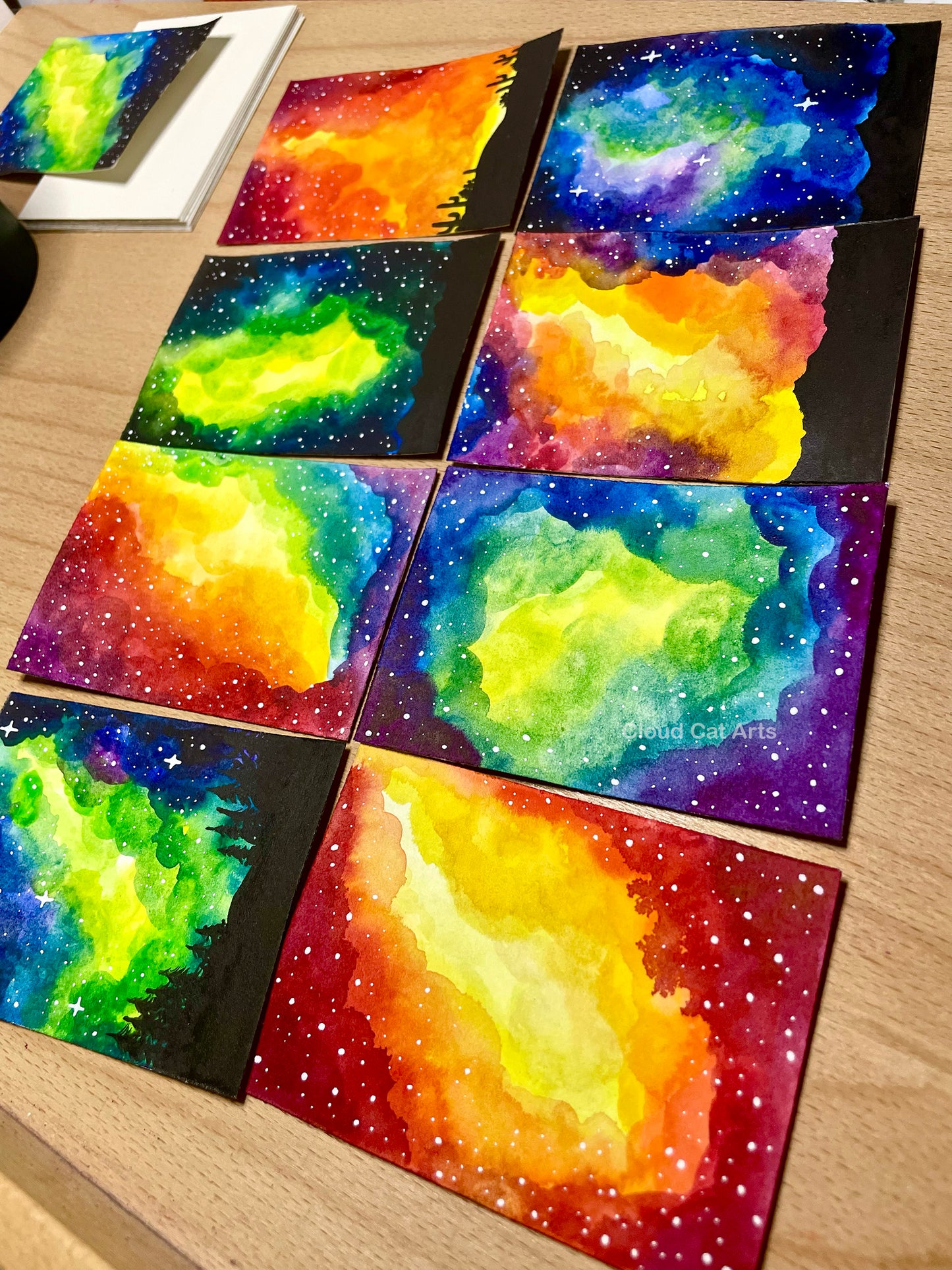"Faraway Galaxy 8" - Spacelette Series 1 - 26/27 - Original Mini Watercolor Painting 2.5"x3.5"