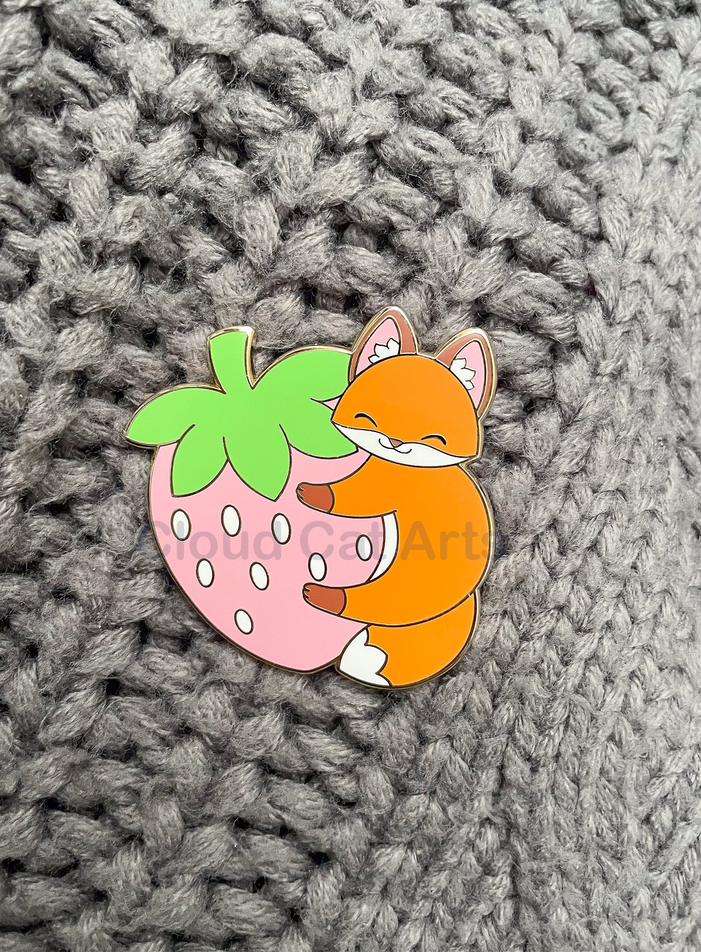 Strawberry Fox - Hard Enamel Pin