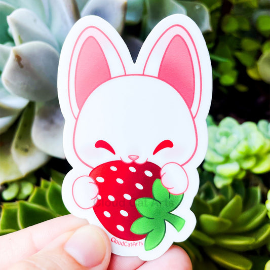Strawberry Kitty - Cute Fruit Cat - Vinyl Sticker