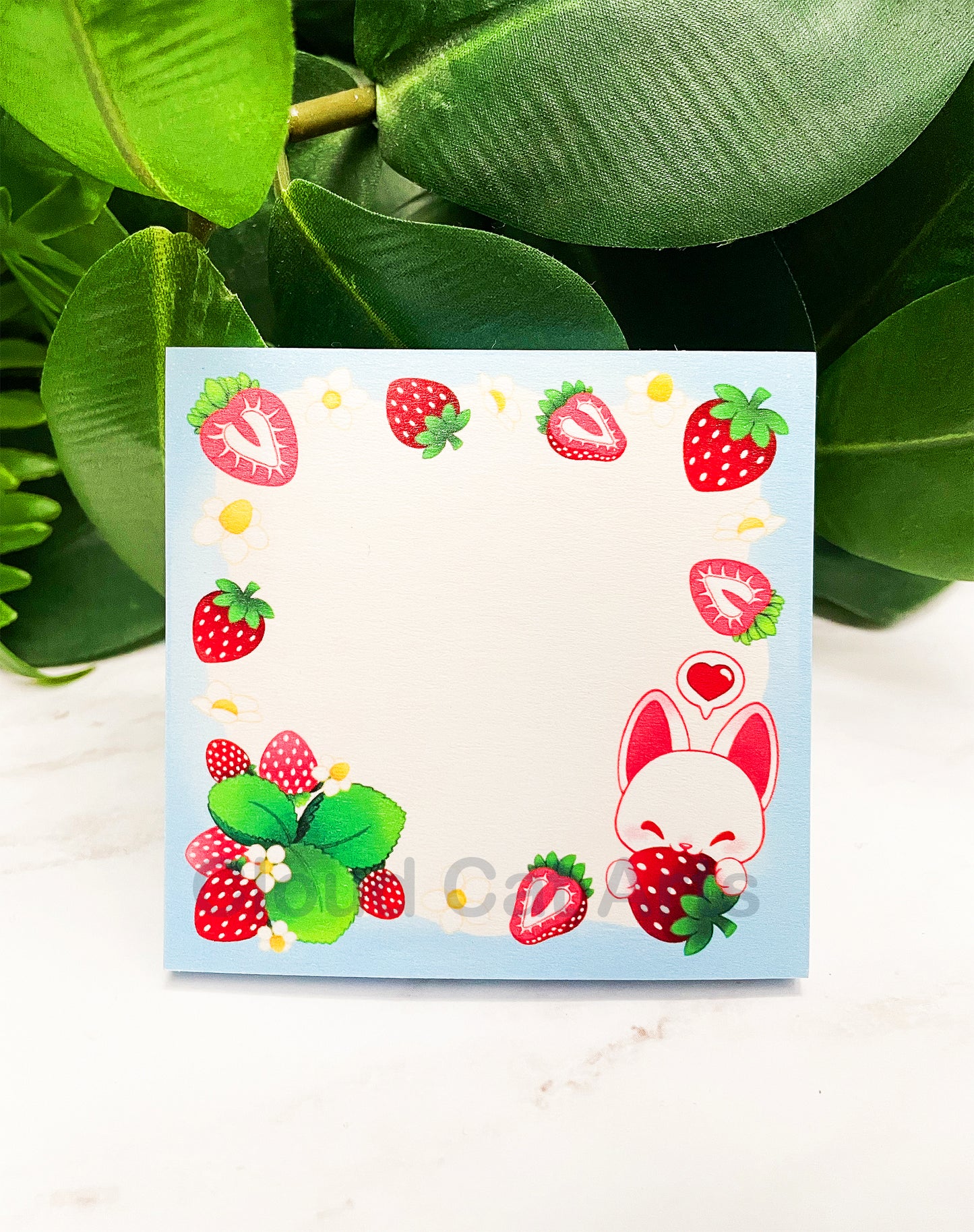 Strawberry Kitty - Cute Fruit Cat - Sticky Notepad