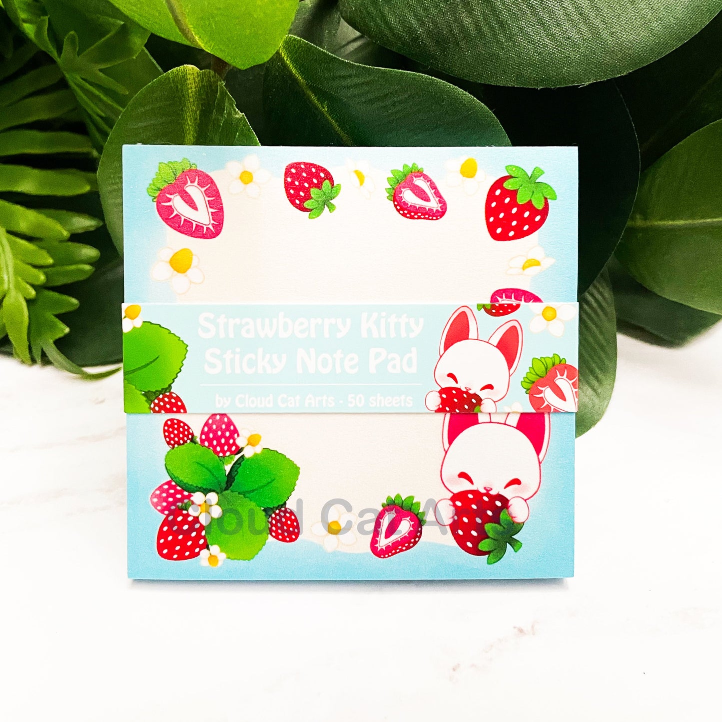 Strawberry Kitty - Cute Fruit Cat - Sticky Notepad