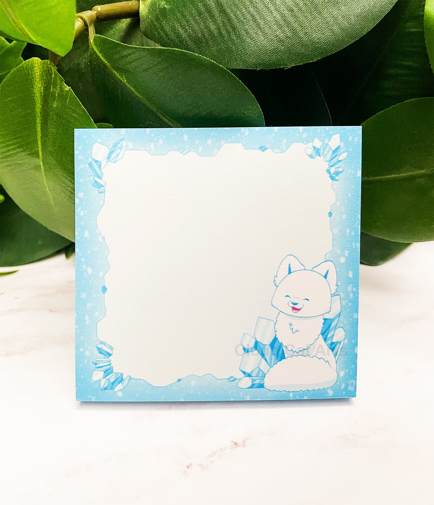 Winter Fox - Snow Crystal - Sticky Notepad