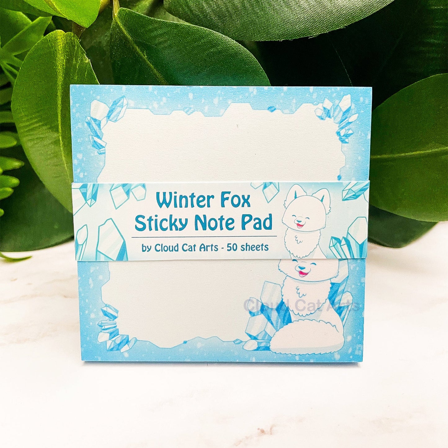 Winter Fox - Snow Crystal - Sticky Notepad