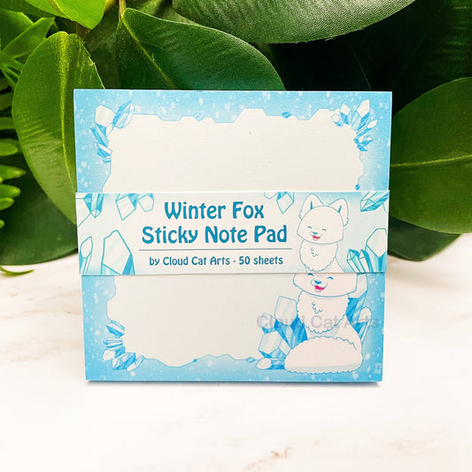 Winter Fox - Snow Crystal - Sticky Notepad