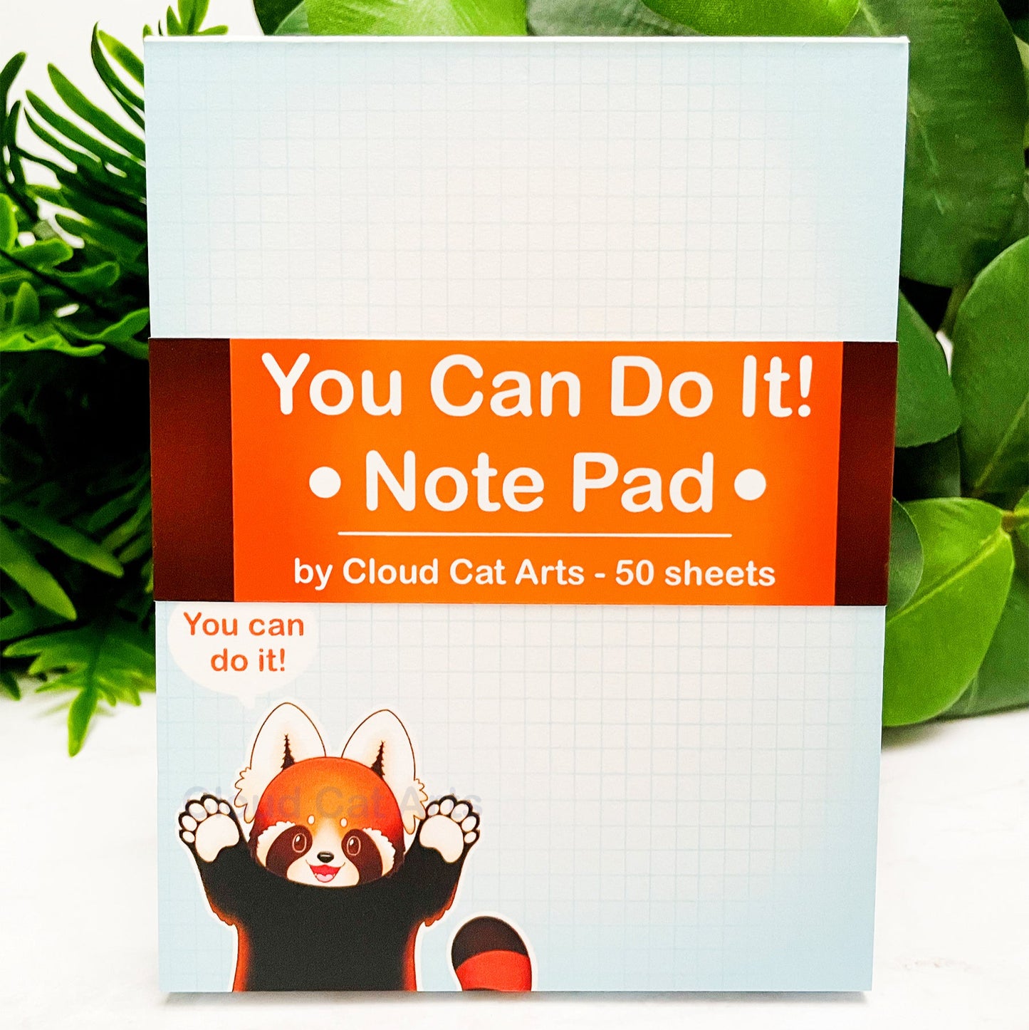 You Can Do it! - Red Panda Motivational - Grid Notepad