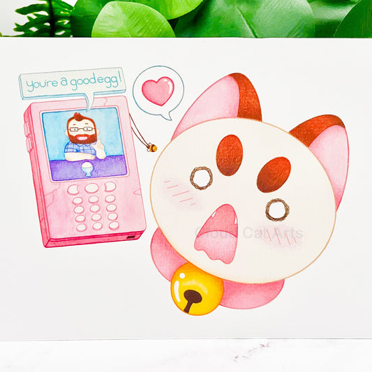 You're A Good Egg - Bee & Puppy Cat Art Print - Handmade