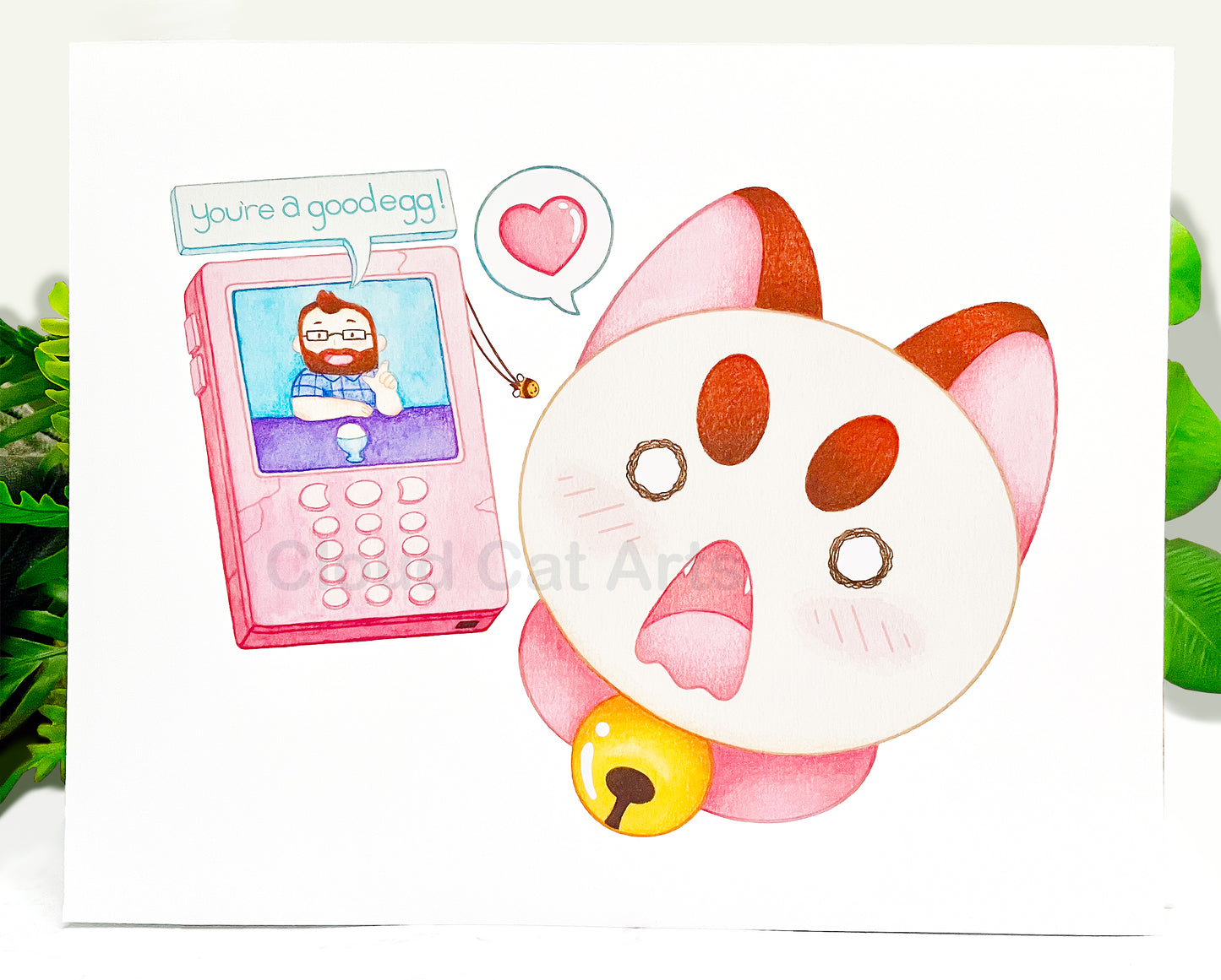 You're A Good Egg - Bee & Puppy Cat Art Print - Handmade