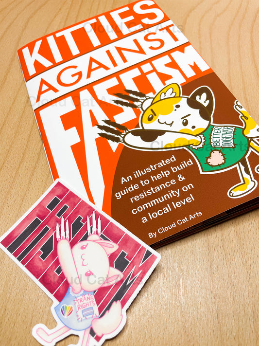 Kitties Against Fascism - Handmade Community Cat Art Zine + Sticker