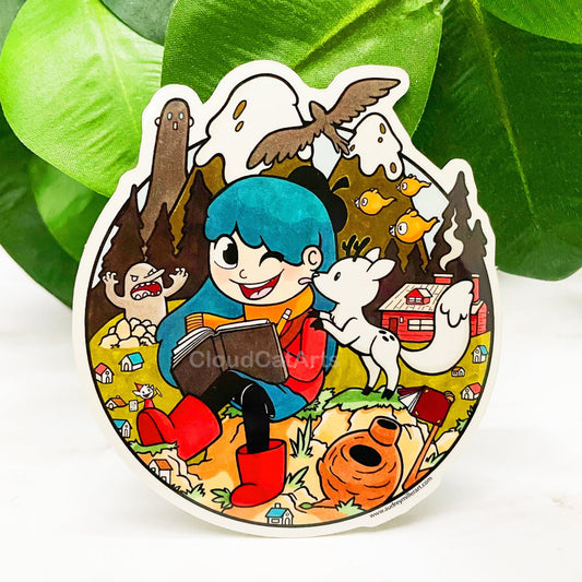 Hilda's Great Adventures Sticker - Cute Cartoon Fantasy