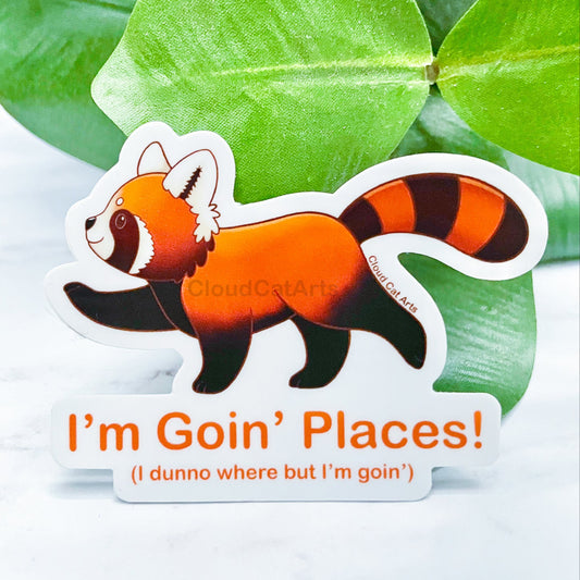 I'm Goin' Places - Funny Red Panda - Vinyl Sticker