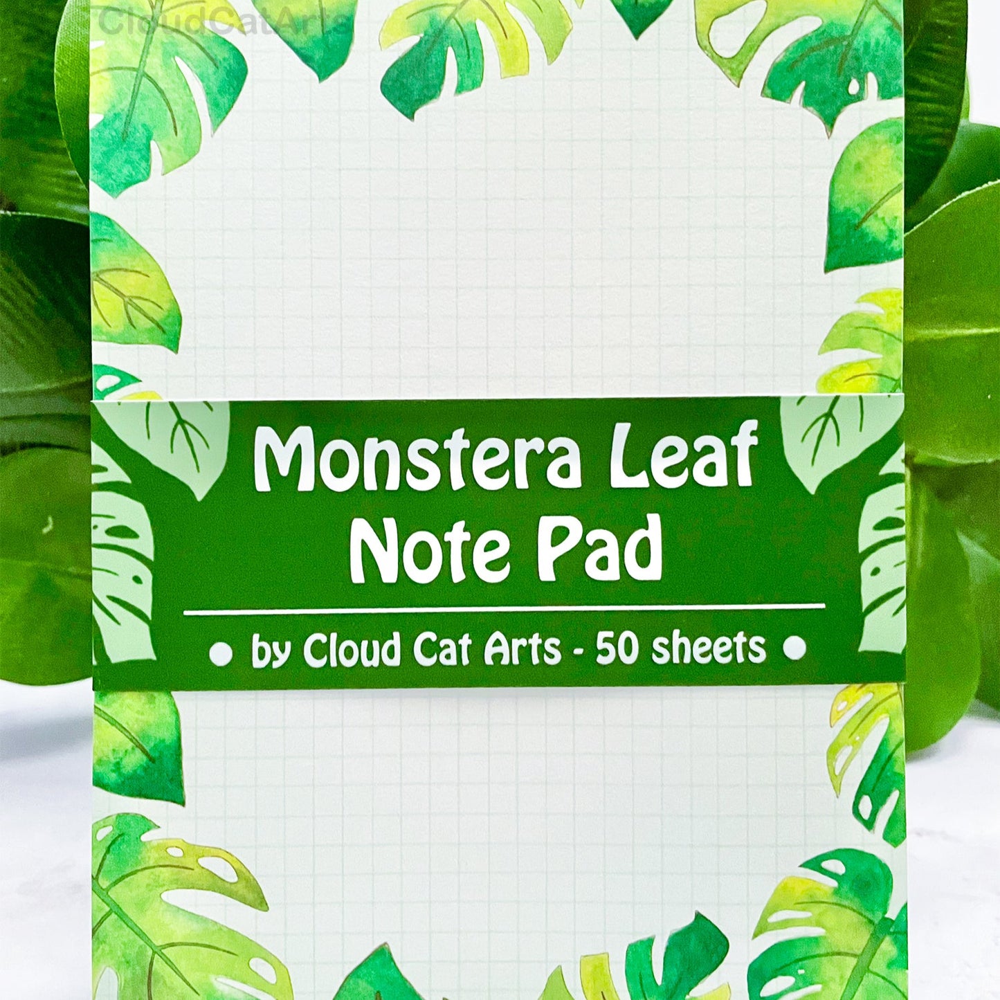 Monstera Leaf - Garden Plant - Grid Notepad