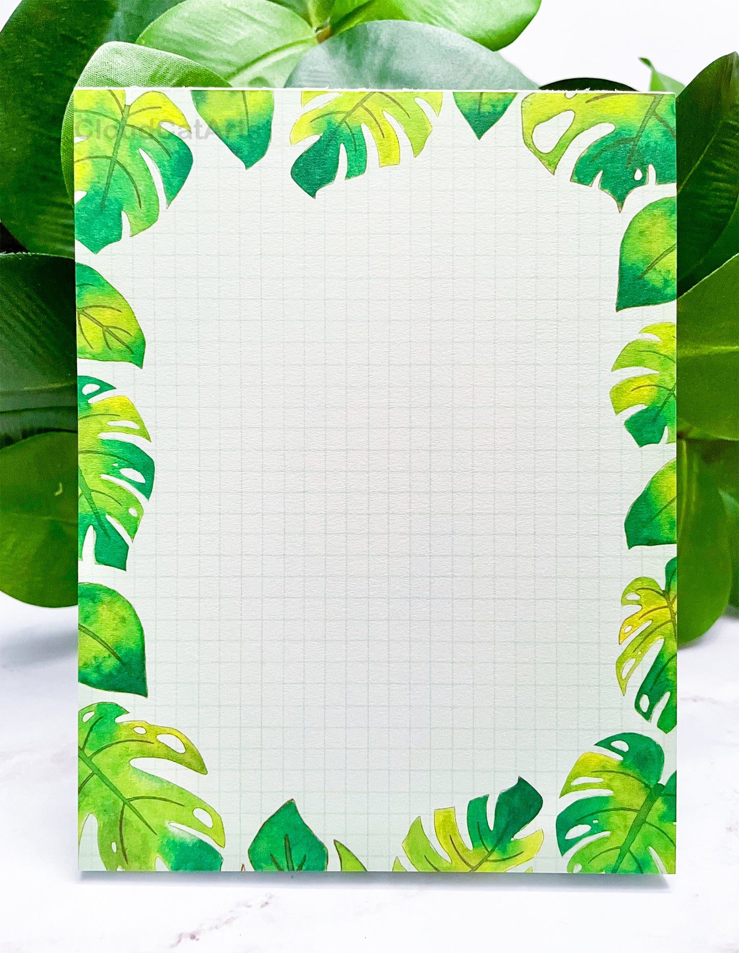Monstera Leaf - Garden Plant - Grid Notepad