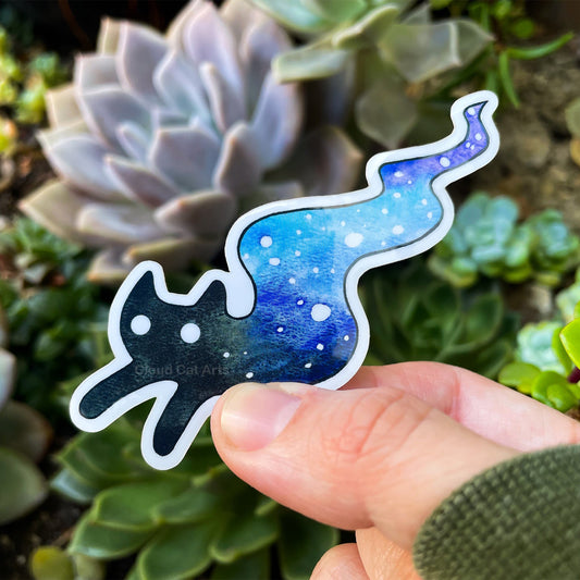 Space Kitty - Star Black Cat - Vinyl Sticker