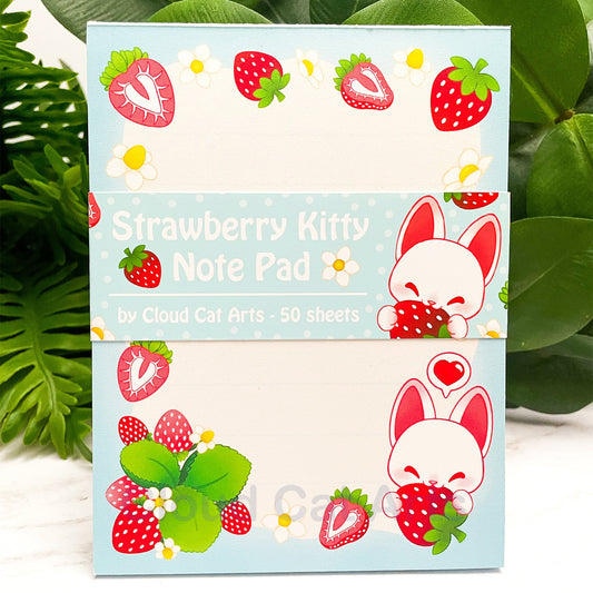 Strawberry Kitty - Fruit Cat - Lined Notepad