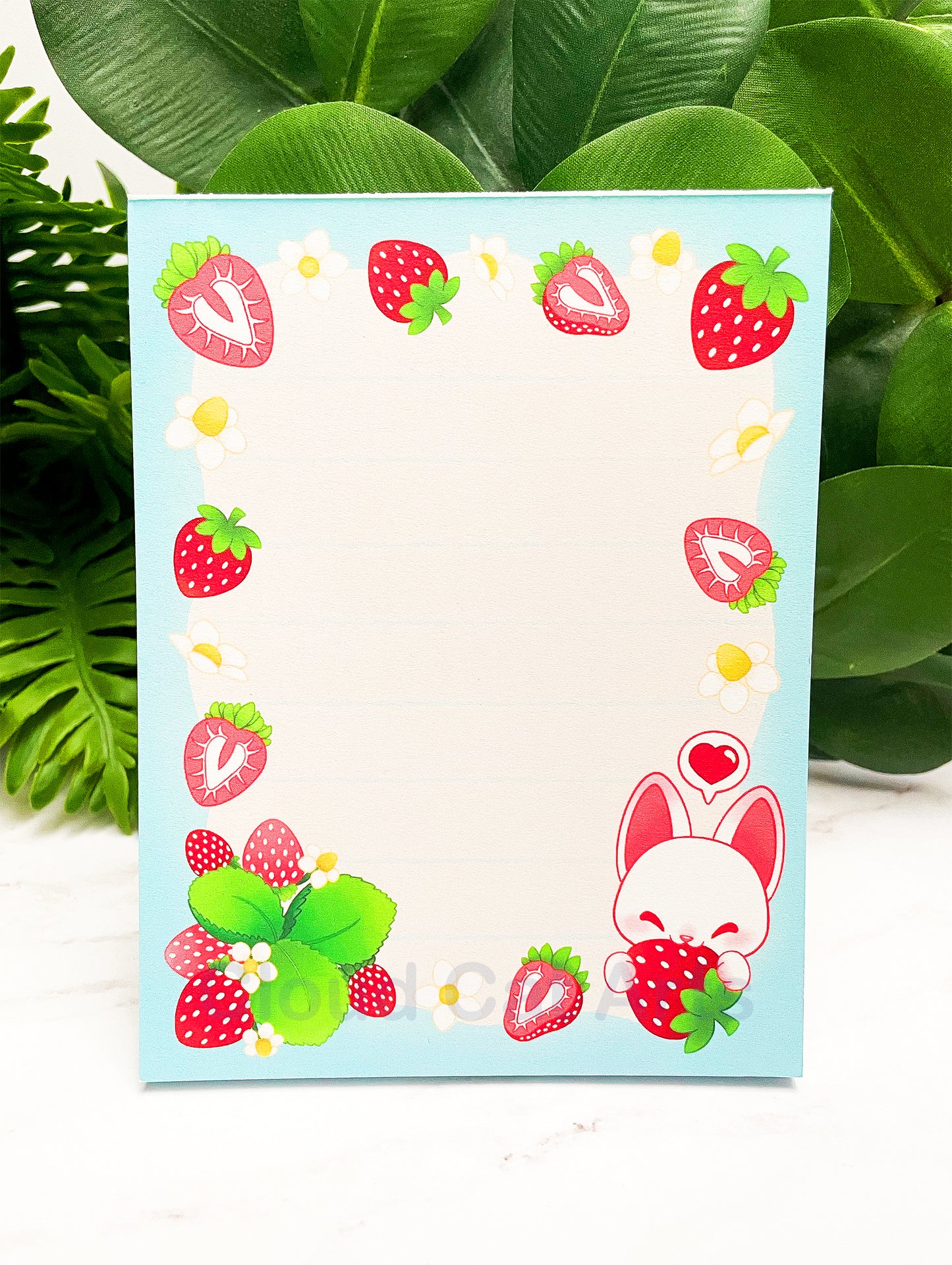 Strawberry Kitty - Fruit Cat - Lined Notepad